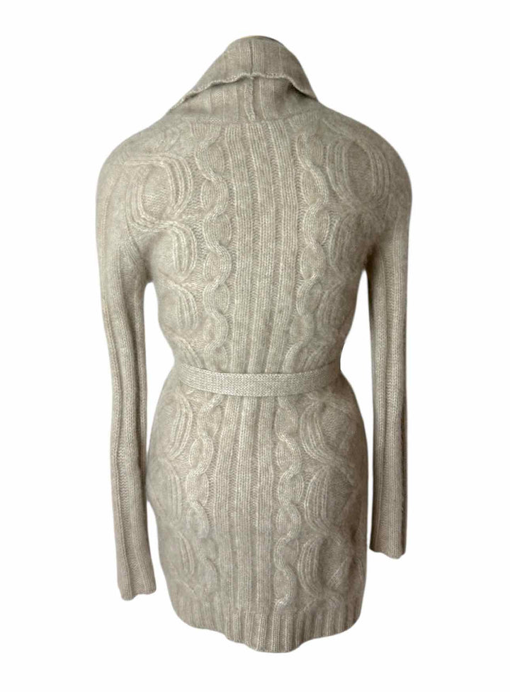 Black Goat Size M Cashmere Cableknit Belted Cardigan