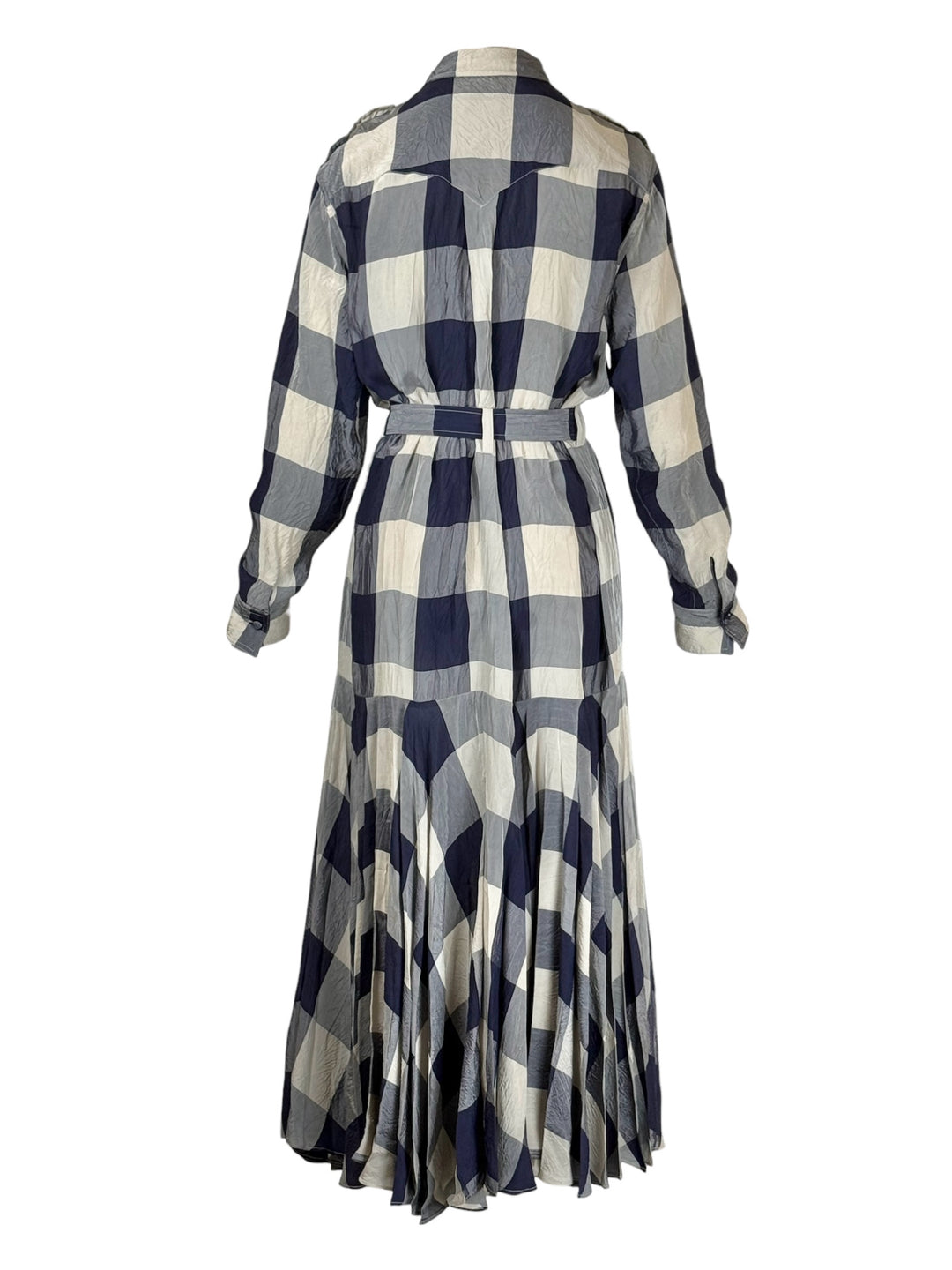 Khaite Size L Purple & Beige Plaid Shirt Dress