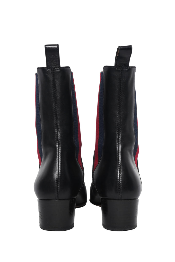 Gucci Size 36.5 Karen Web Ankle Boots
