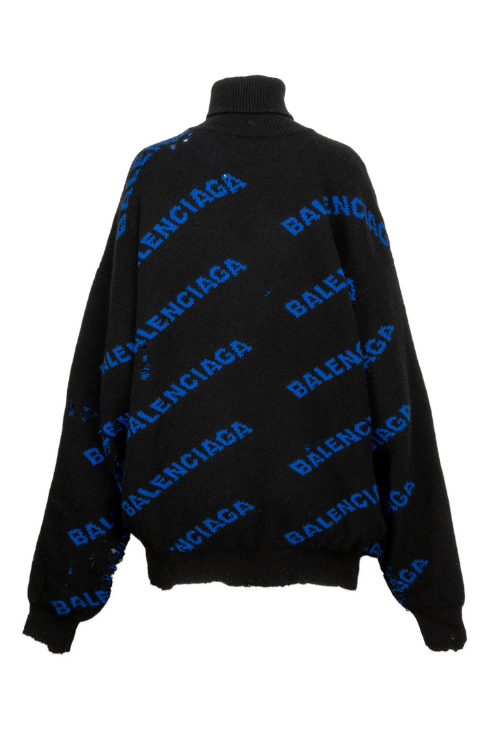 Balenciaga Size S Unisex 2018 All Over Logo Distressed Sweater
