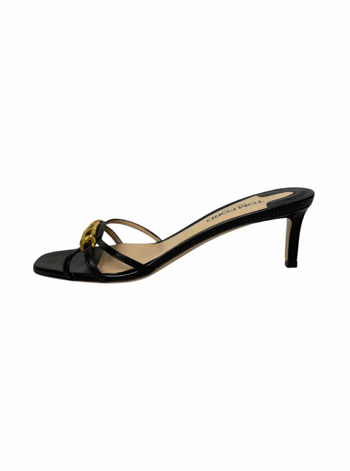 Tom Ford Size 37.5 Stamped Lizard Print Leather Whitney Mule Sandals