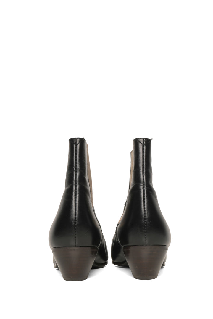 Celine Size 39 Leather D-Racer Chelsea Ankle Boots