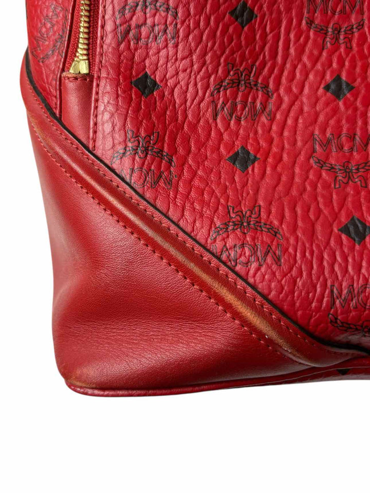 MCM Red Logo Leather BackPack