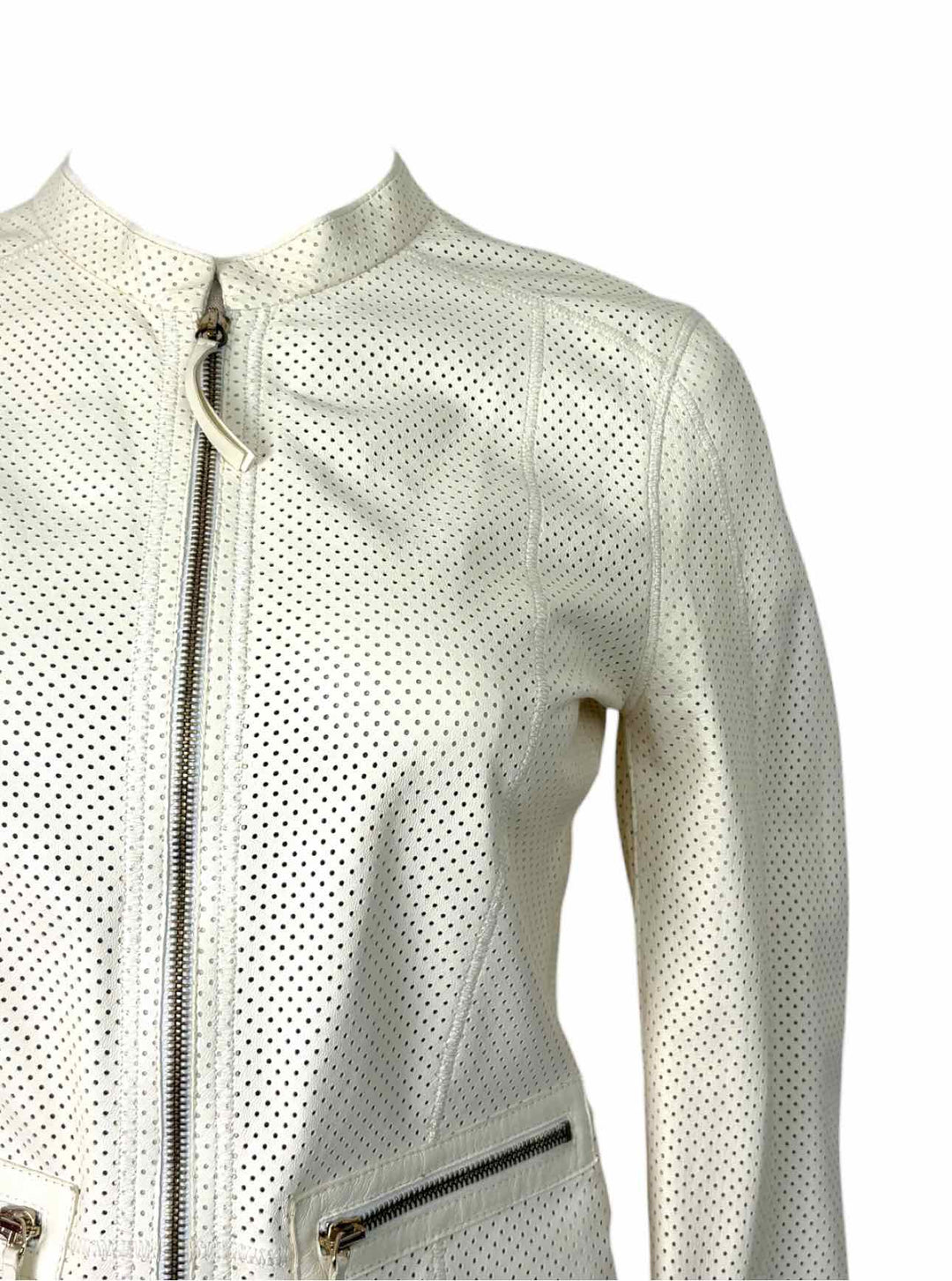 Roberto Cavalli Size 42 Perforated Leather Jacket