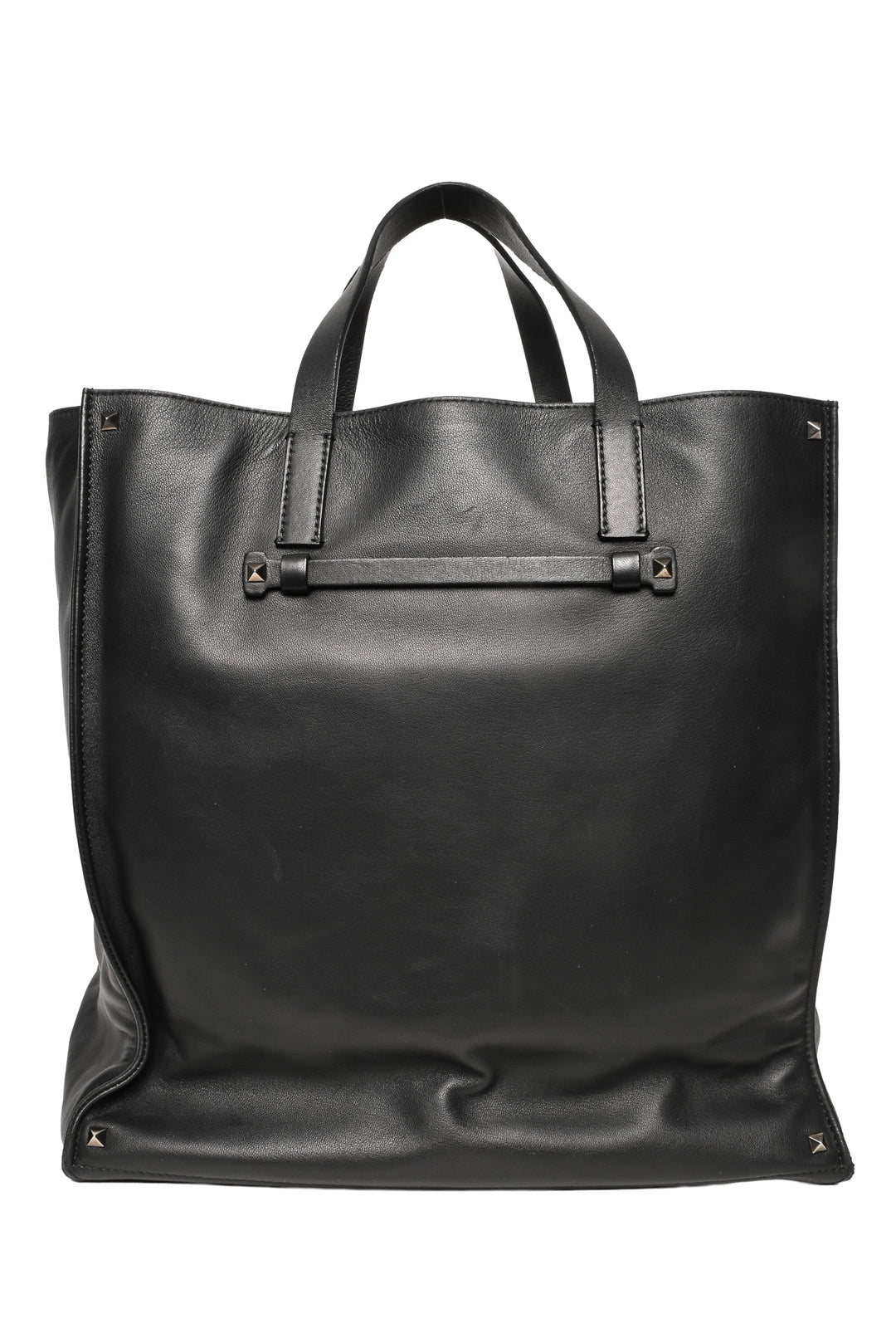 Valentino Garavani Noir Stud Corner Leather Tote