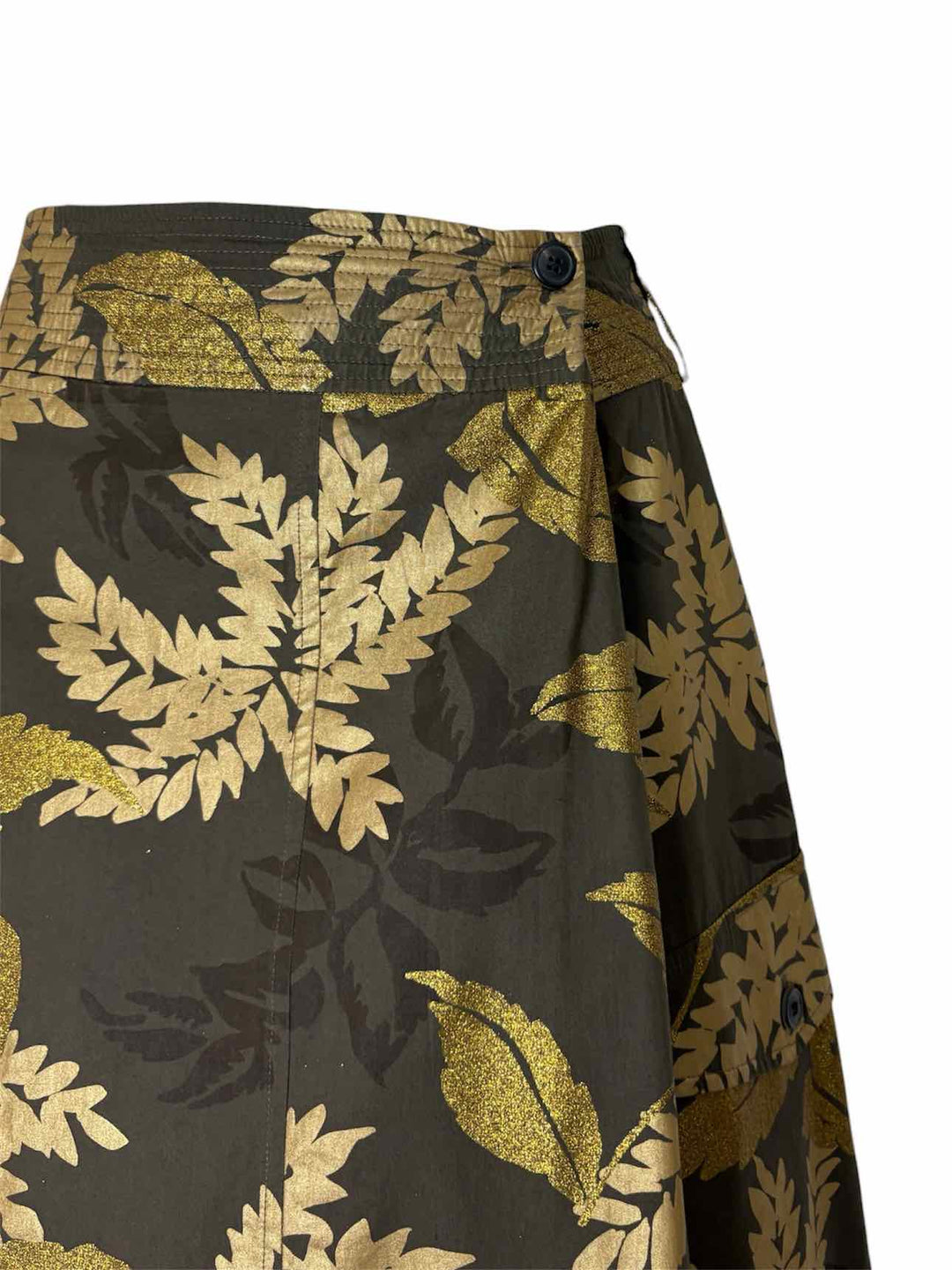 Dries Van Noten Size 38 Metallic Floral Cotton Skirt