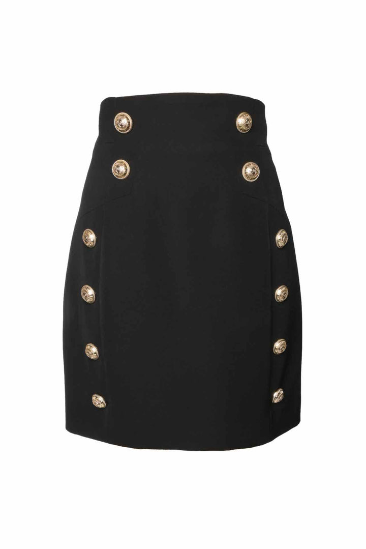 Balmain Size 44 Vintage Wool Button Front Mini Skirt