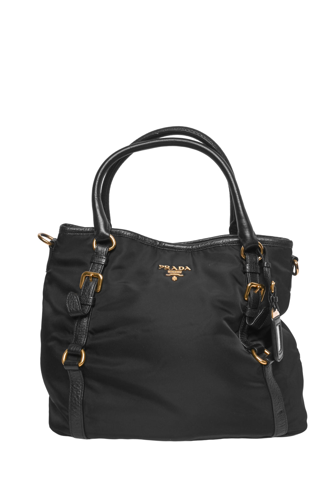 Prada Tessuto Nylon & Leather Buckle Tote