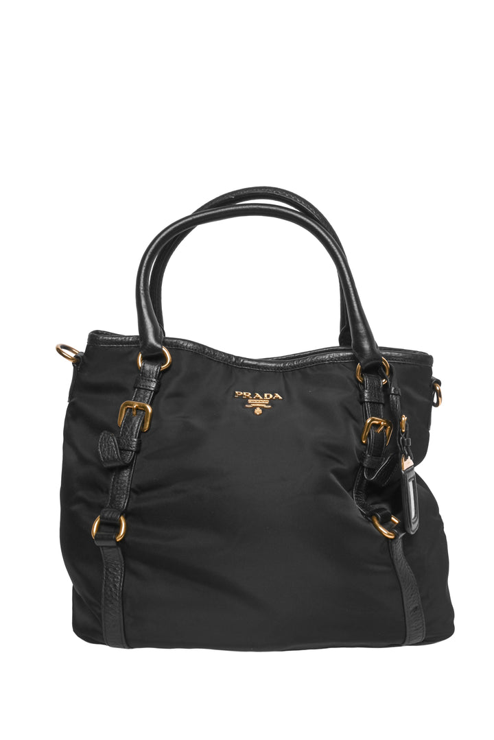 Prada Tessuto Nylon & Leather Buckle Tote