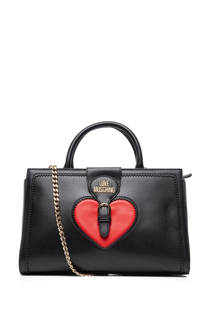 Love Moschino Leather Top Handle Heart Tote