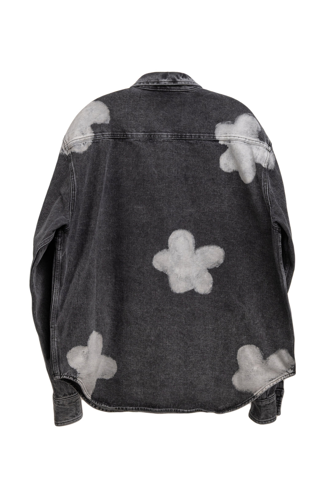 Forma Size XL Men's Bleached Flower Denim Shirt Long Sleeve