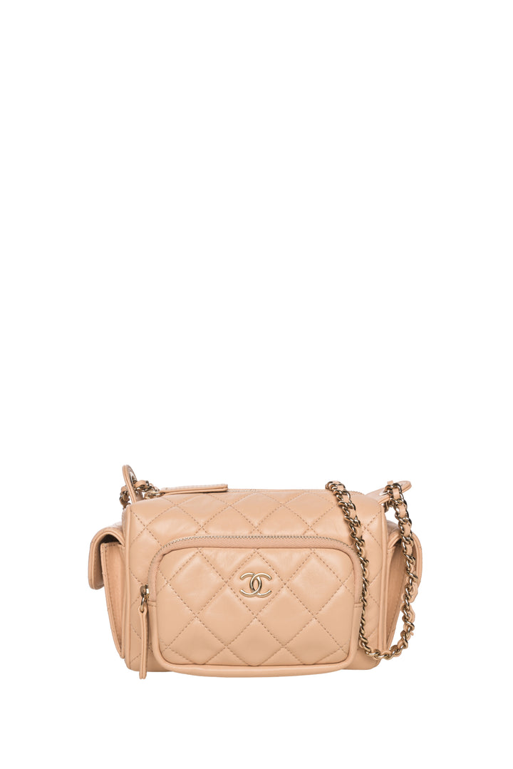 Chanel Lambskin Quilted Multi-Pocket Camera Case Shoulder Bag