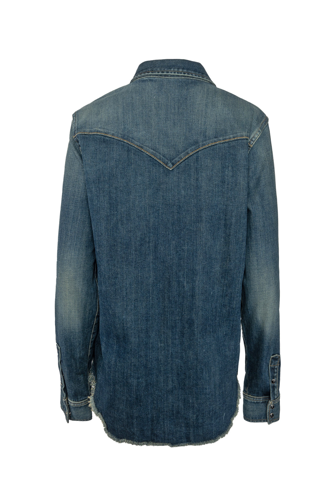 Nili Lotan Size L Travis Frayed Denim Shirt