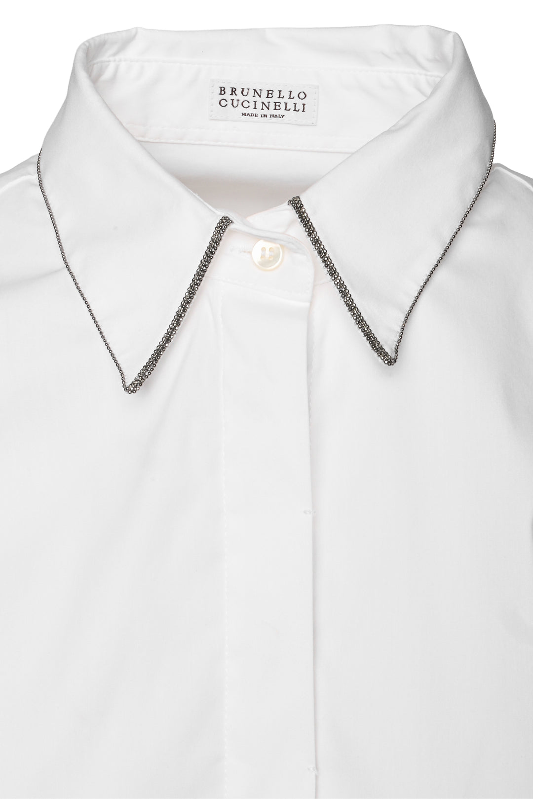 Brunello Cucinelli Size M Monili Embellished Collar Cotton Shirt