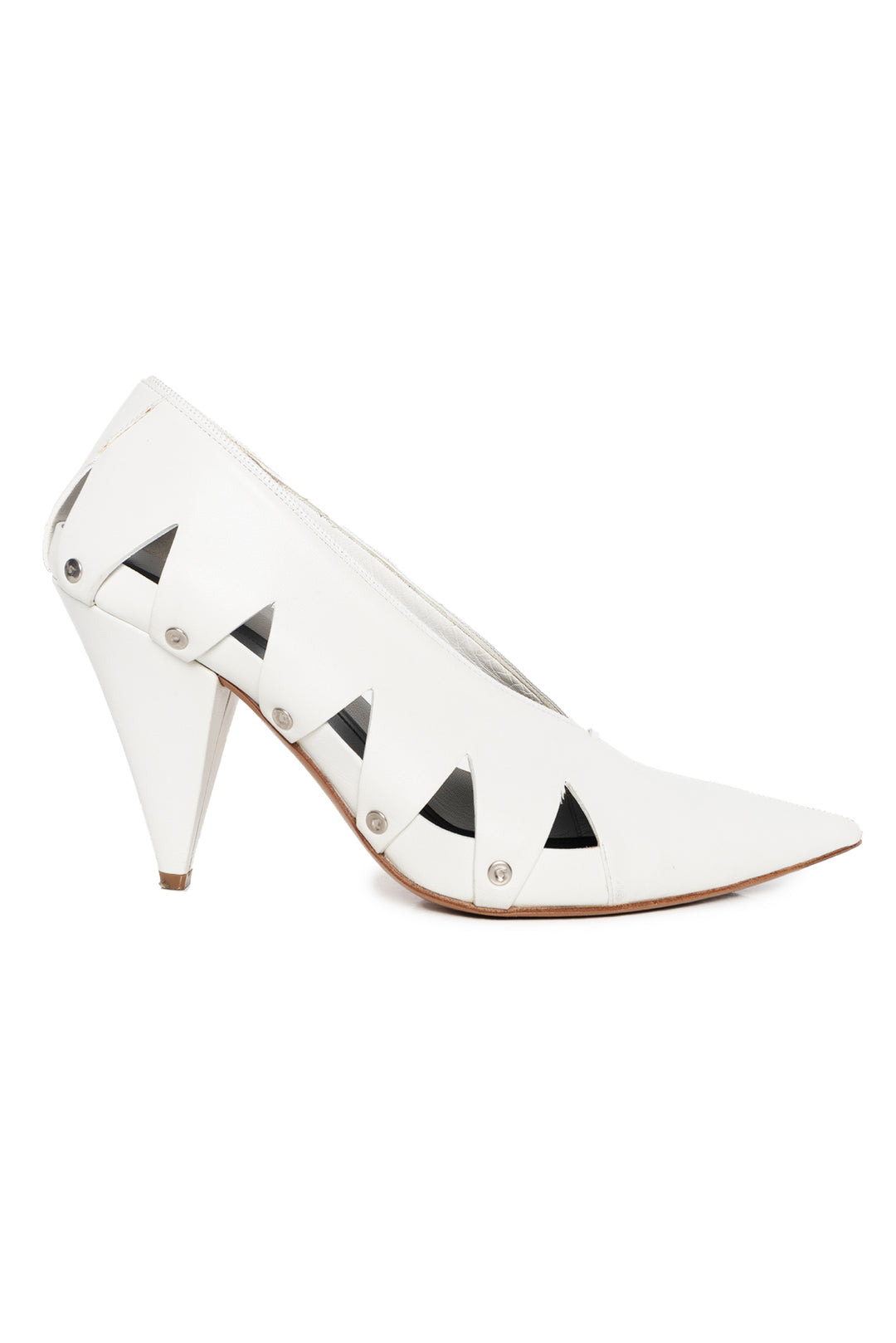 Celine Size 38 Cutout Accent Leather Pumps