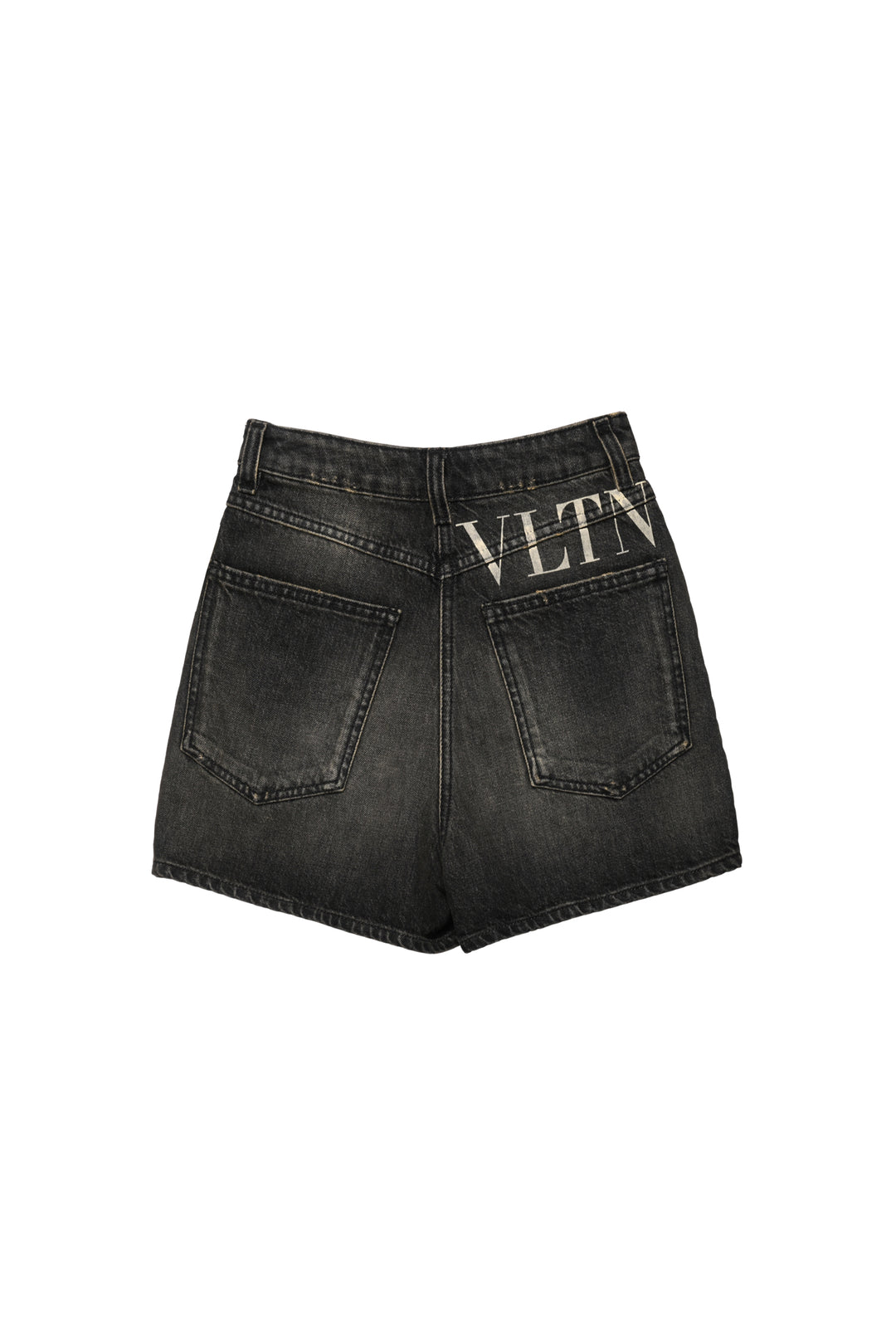 Valentino Size 24 Logo Printed Denim Shorts