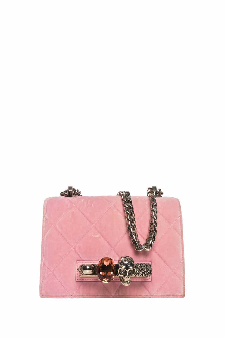 Alexander Mcqueen Quilted Velvet Knuckle Shoulder Bag