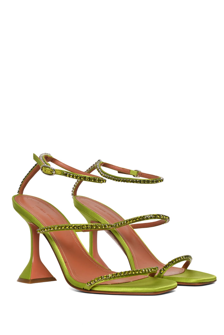 Amina Muaddi Size 39 Gilda Crystal Satin Sandals