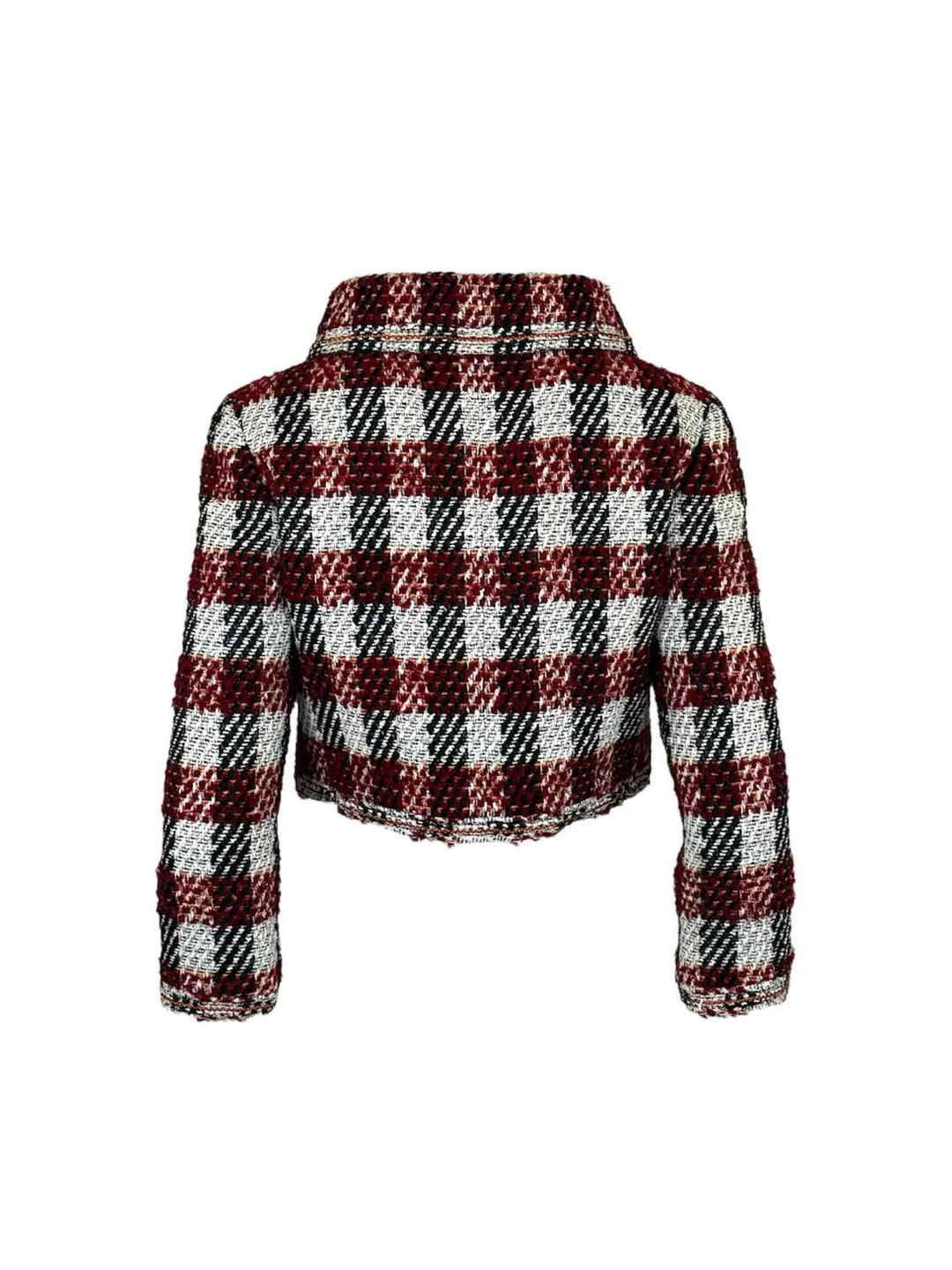 Chanel Size 40 Cropped Plaid Tweed Jacket