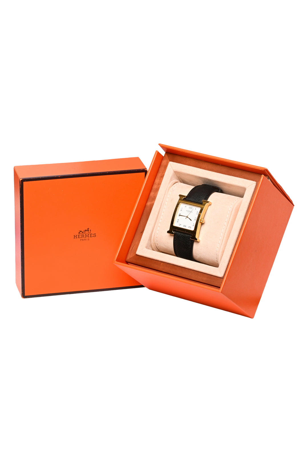 Hermes Yellow Gold-Plated Steel Heure H Watch, Medium Model