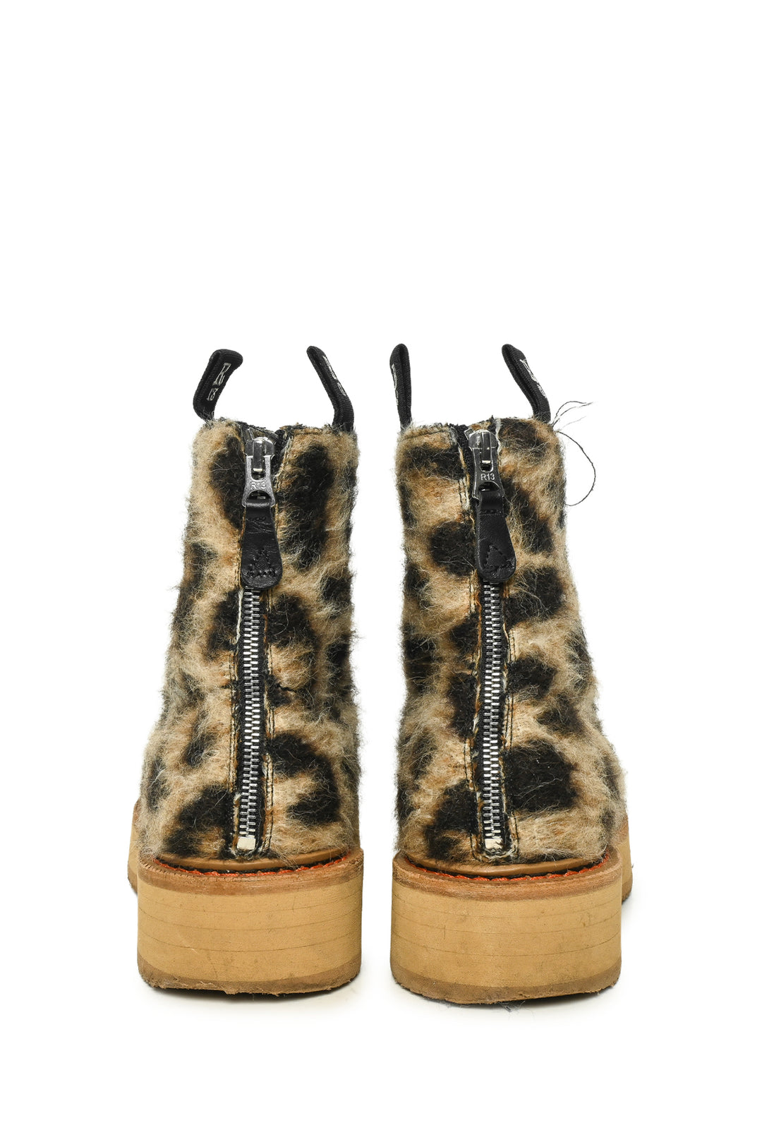 R13 Size 39 Single Stack Leopard Platform Boots