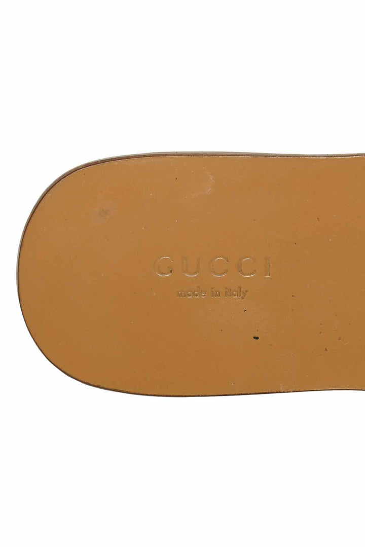 Gucci Size 37.5 Fringe Leather Horsebit Flat Sandals