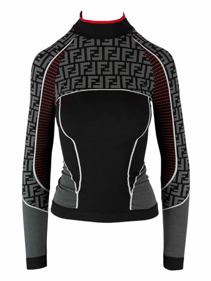 Fendi Size S/M FF Zucca Pattern High Neck Tops