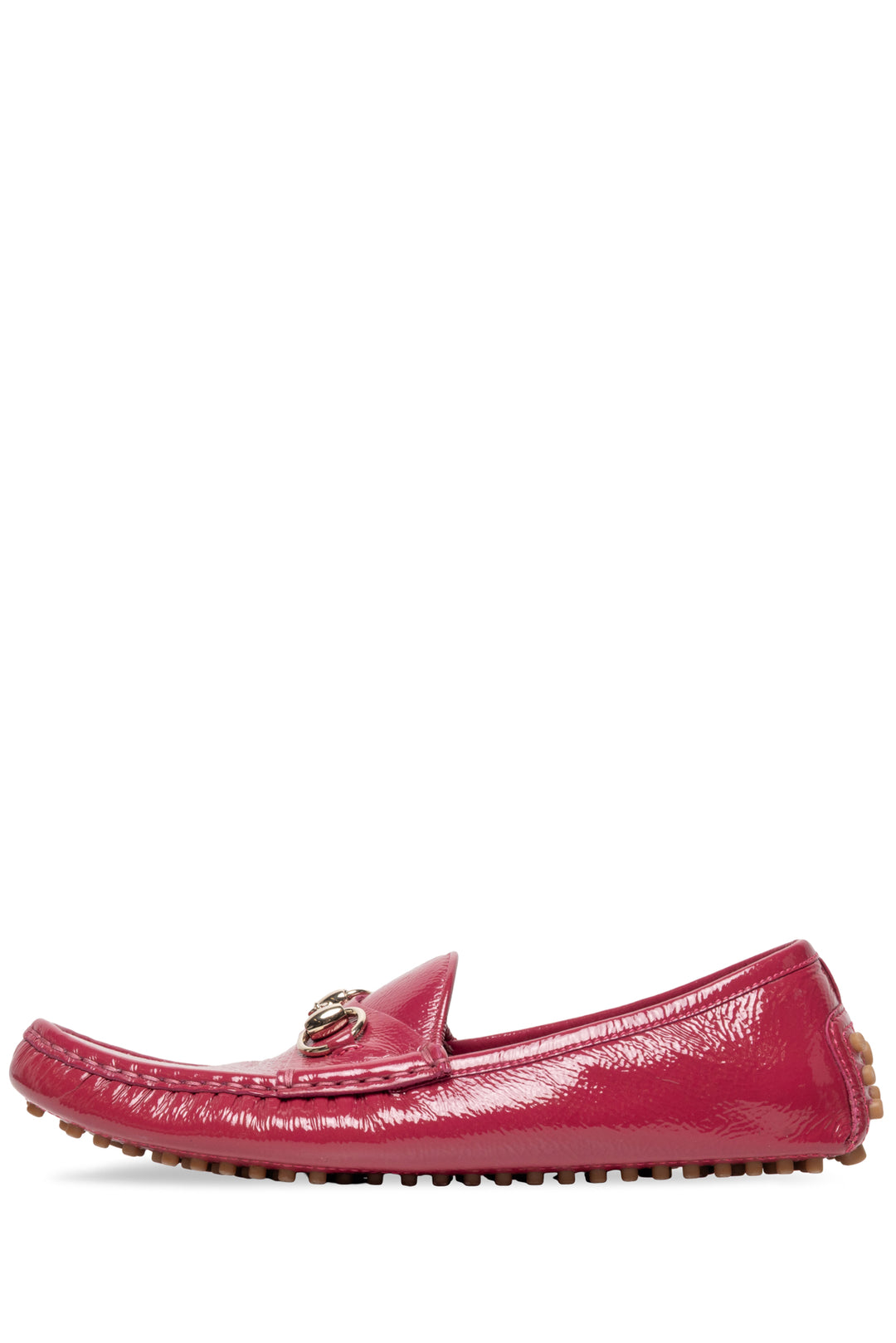 Gucci Size 37.5 Glossy Horsebit Driving Loafers