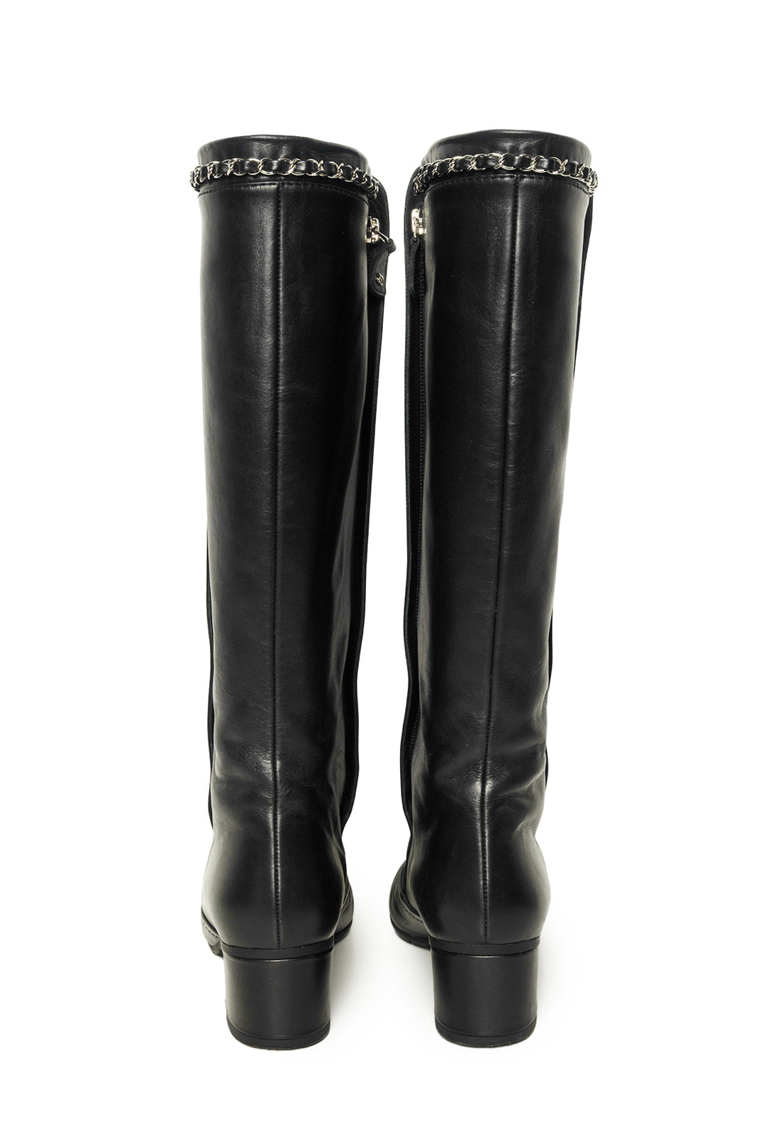 Chanel Size 37 Knee High Chain Detail Boots