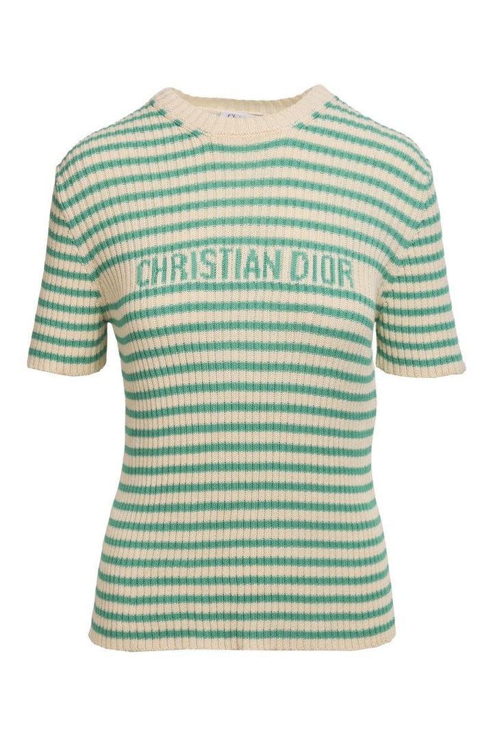 Christian Dior Size 42 Knit Logo Short Sleeve Pullover Sweater