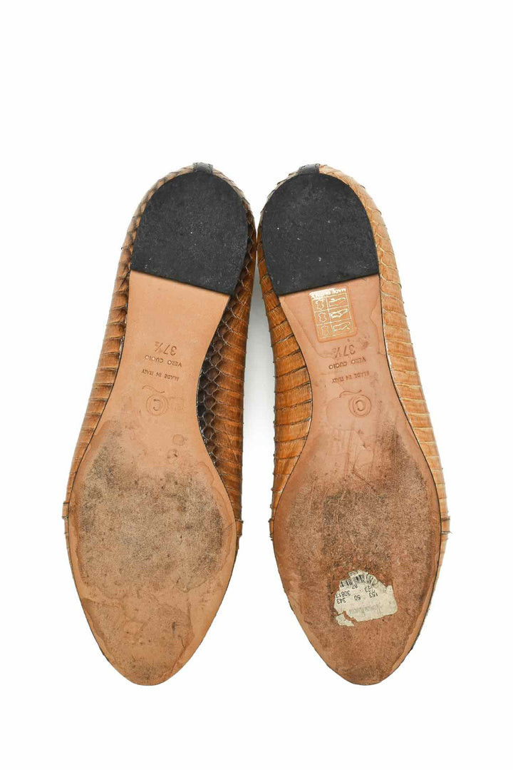 Alexander Mcqueen Size 37.5 Python Skull Chain Flats