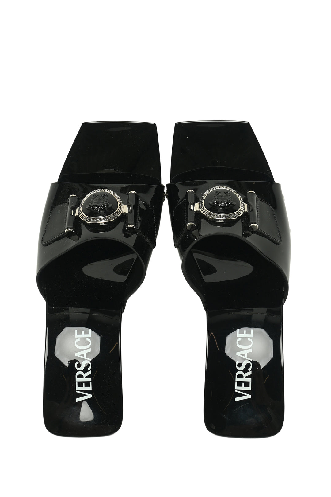 Versace Size 37 Medusa Buckle Patent Sandals