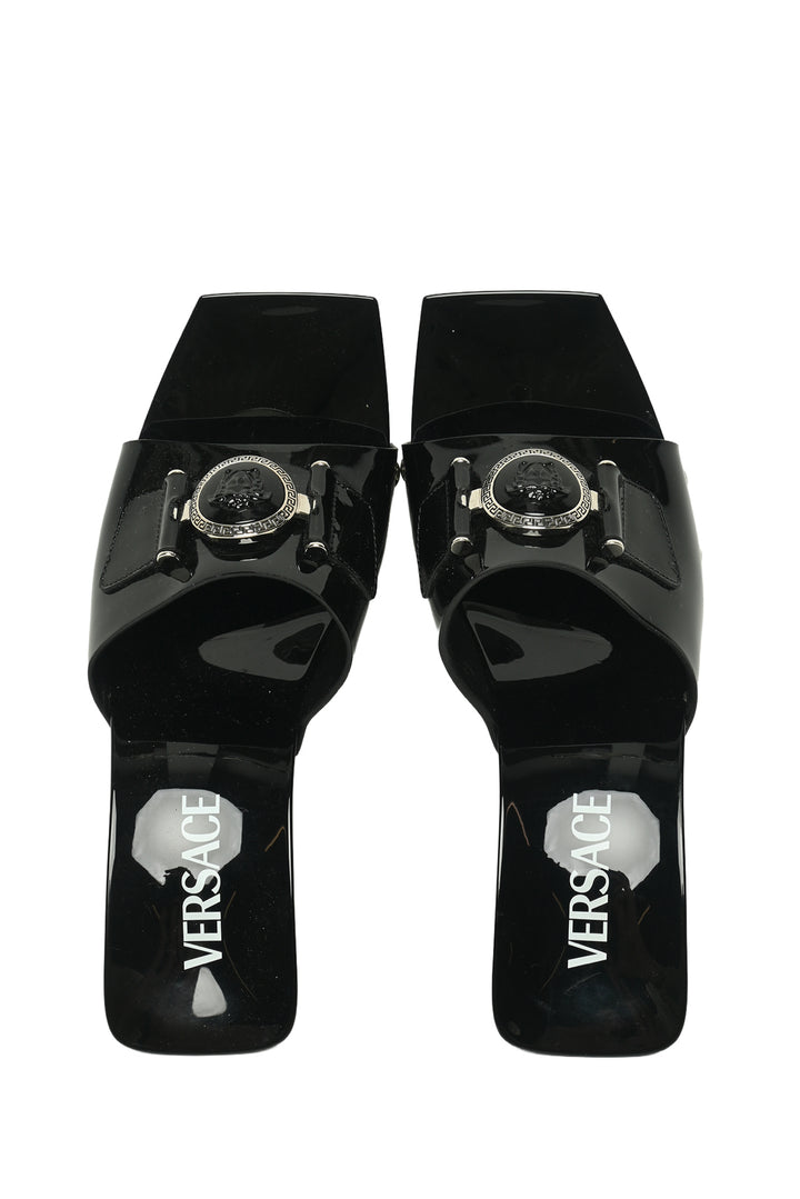 Versace Size 37 Medusa Buckle Patent Sandals