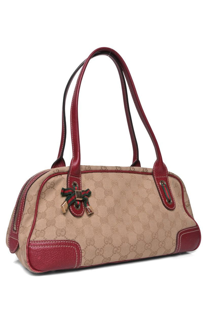 Gucci Princy Boston Canvas & Leather Shoulder Bag