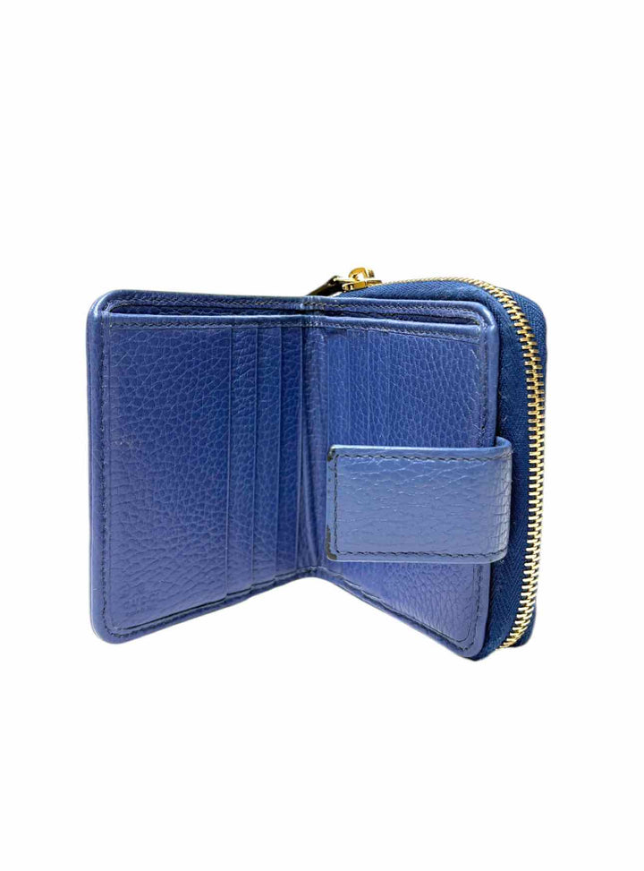 Gucci Size French GG Canvas w/Caspian Blue Leather Wallet