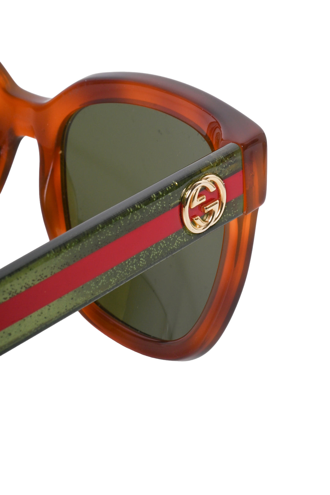 Gucci Tortoiseshell & Glitter Web Oversized Sunglasses
