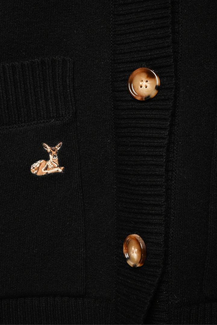 Burberry Size XS Embroidered Deer Oversize Wool-Blend Cardigan