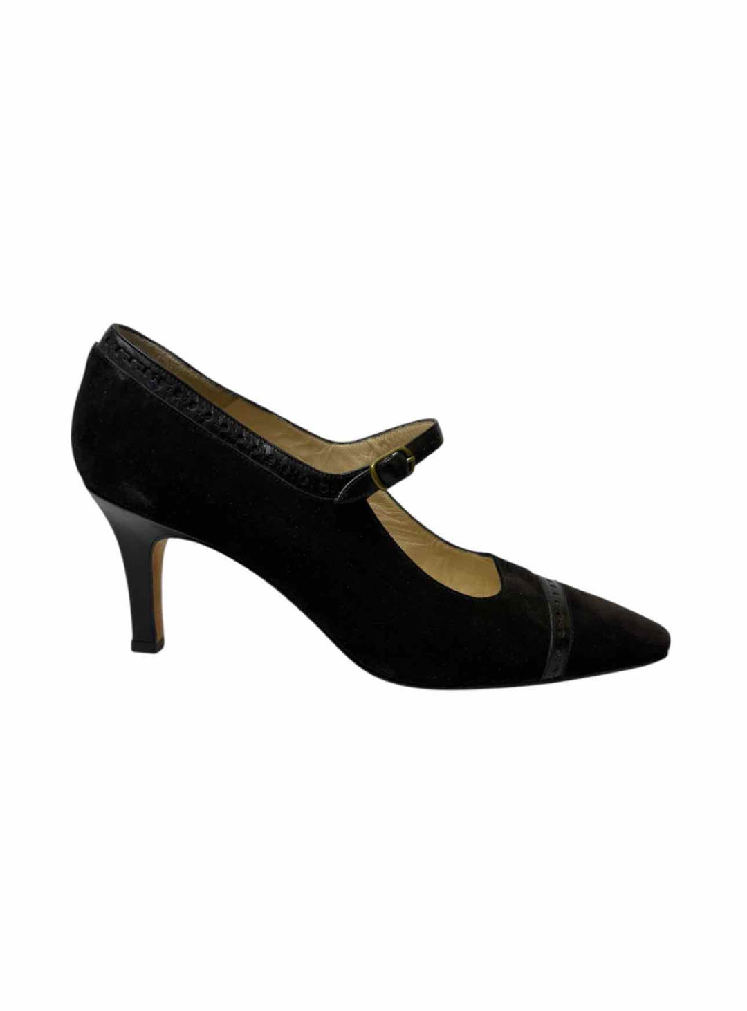 Manolo Blahnik Size 38 Suede & Leather Trim Pumps