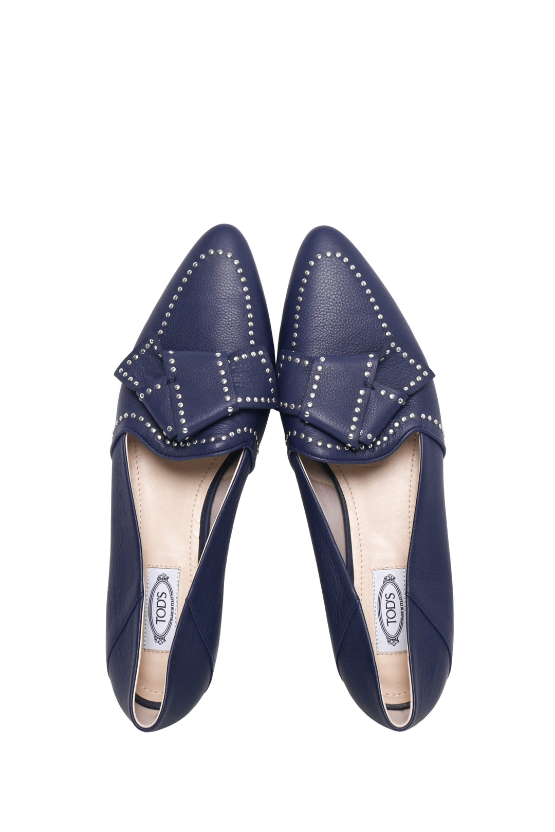 Tod's Size 40 Studded Leather Flats