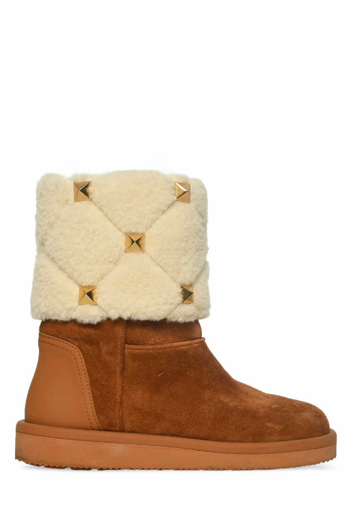 Valentino Size 36.5 Roman Stud Quilted Ankle Boots