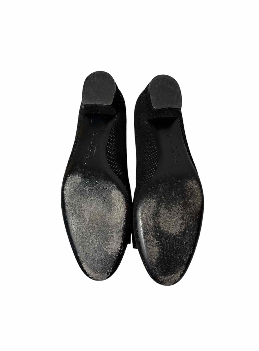 Ferragamo Size 8.5 Vara Bow Metallic Gold Dot Suede Pumps