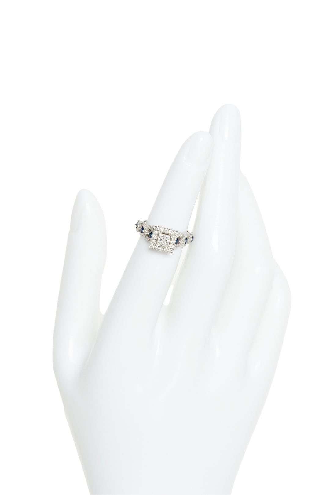 Vera Wang Size 4 14K White Gold, Diamond and Sapphire Ring