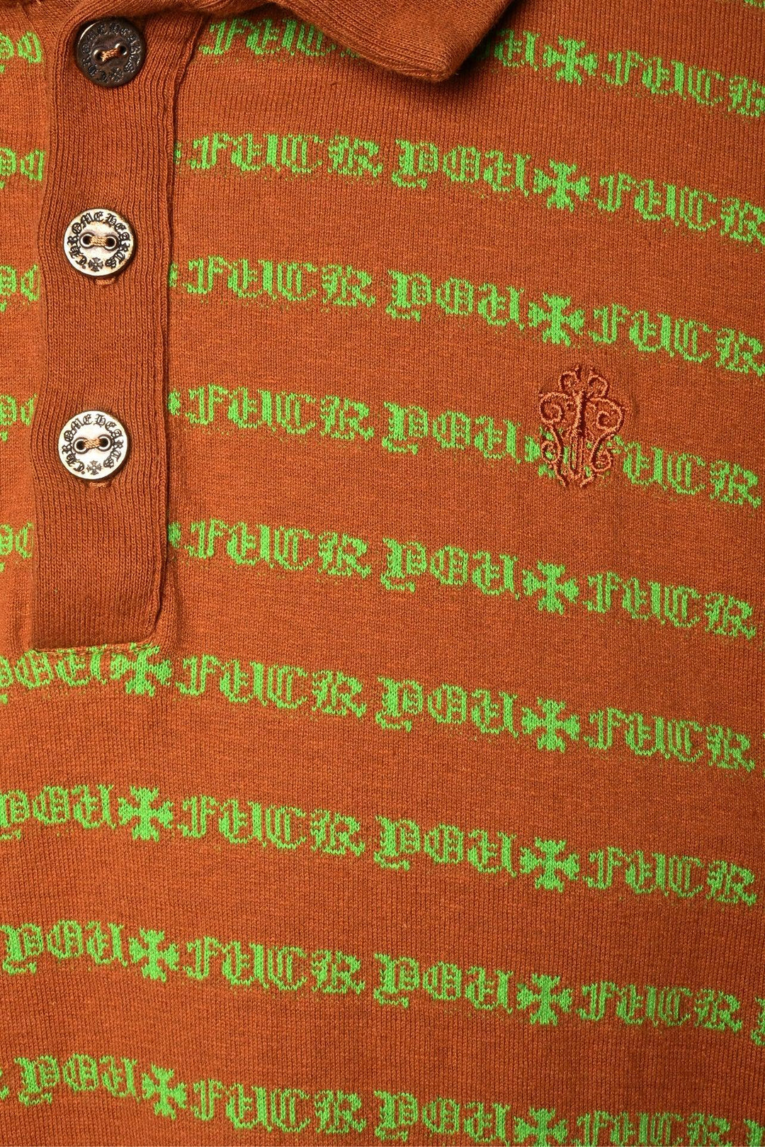Chrome Hearts x Matty Boy Size L 'Teens From Mars' Expletive Striped Polo Shirt