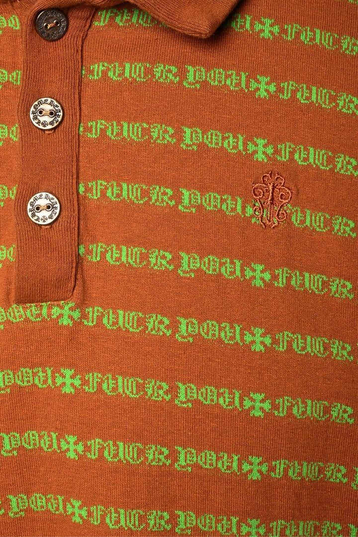 Chrome Hearts x Matty Boy Size L 'Teens From Mars' Expletive Striped Polo Shirt