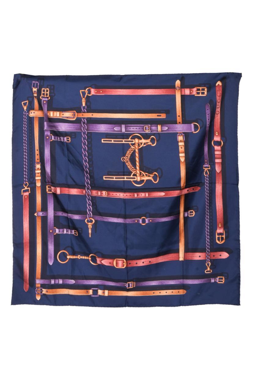 Gucci Belt Strap Printed Silk Square Scarf
