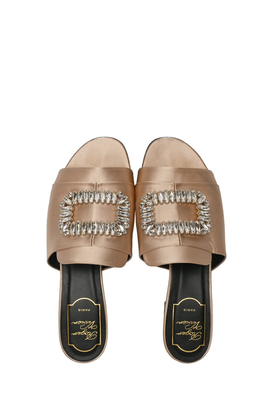 Roger Vivier Size 37 Embellished Satin Mules