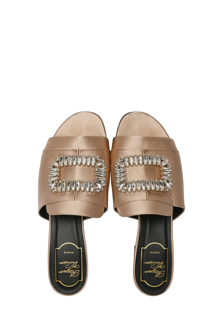 Roger Vivier Size 37 Embellished Satin Mules