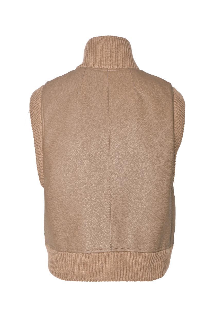 Hermes Size 38 Deerskin & Cashmere Turtleneck Vest