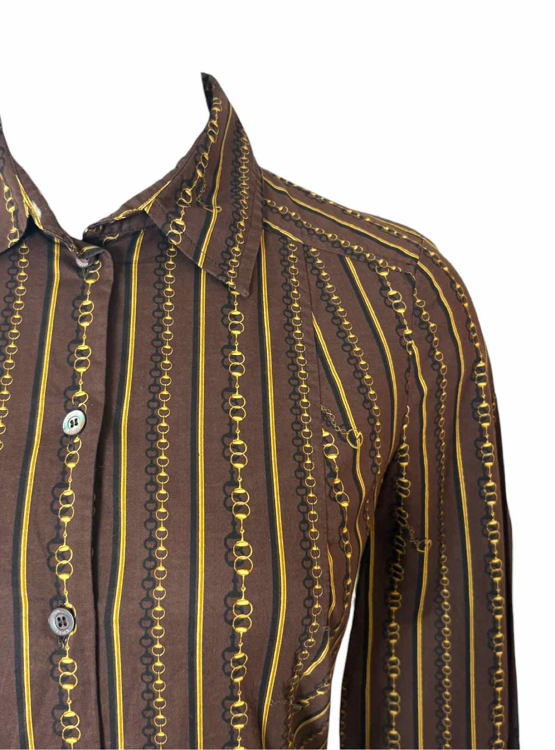 Gucci Size 42 Chain Stripe Cotton Blouse