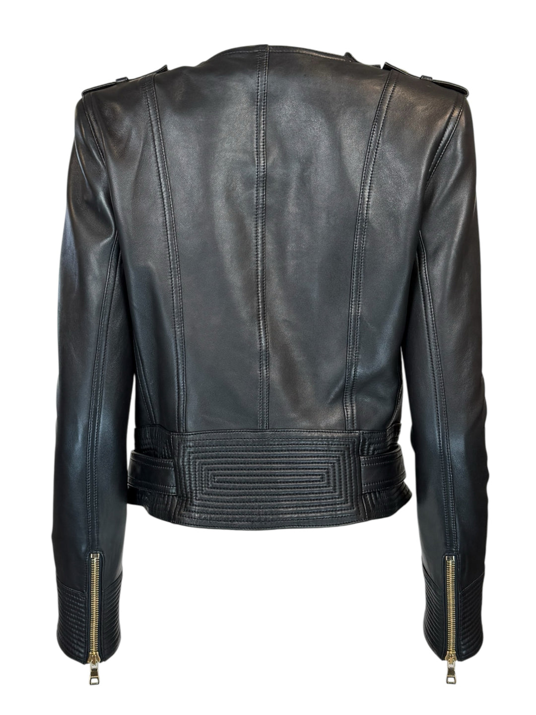 Balmain Size 38 Leather Biker Jacket